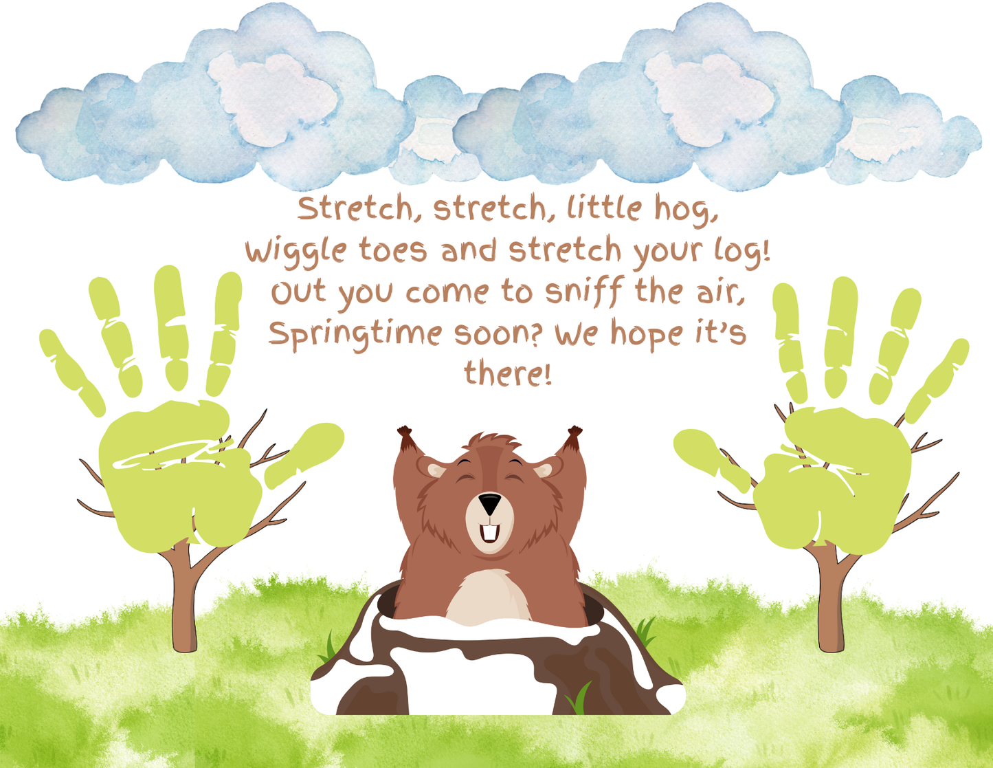 Cute Groundhog handprint keepsake